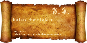 Weiss Henrietta névjegykártya
